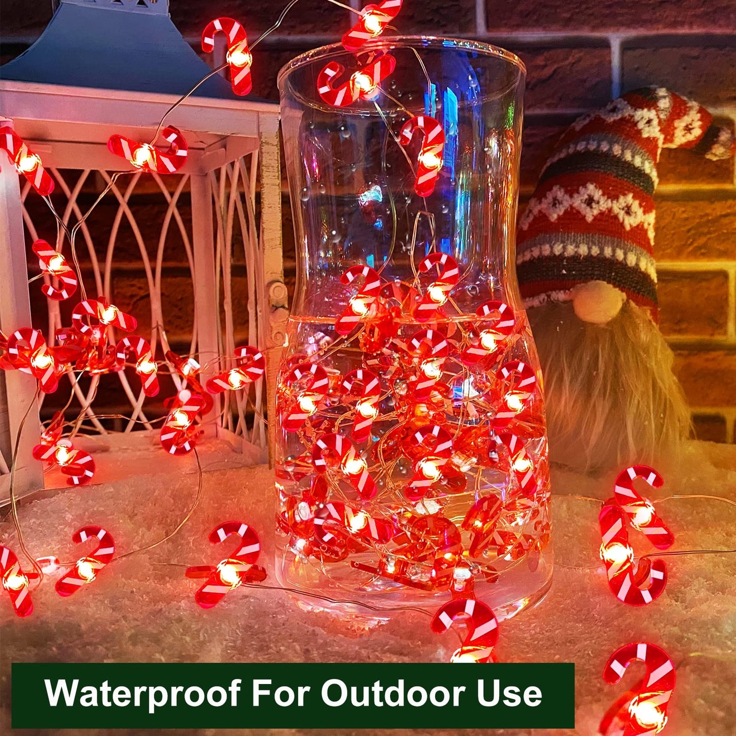 AMENON 26.2 Ft 80 Led Candy Cane String Lights Christmas Decor Battery Operated Fairy Lights Remote Control with Timer 8 Modes Holiday Xmas Decorations Indoor Outdoor Home Party Bedroom (Warm White)