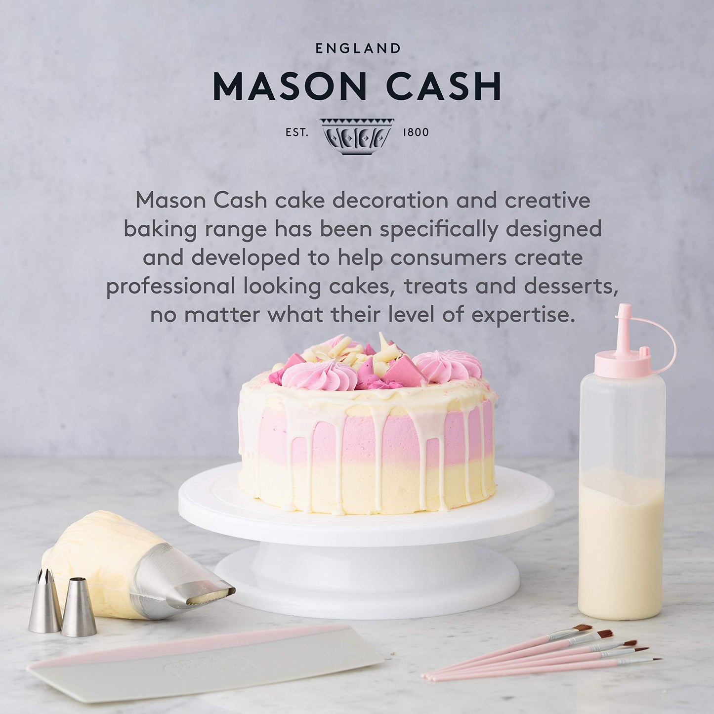 Mason Cash Cake Caddy with Clear Lid – Secure Cake Storage & Transport Container | Serve & Display on the Same Base | Ideal for Bakes, Treats & Special Occasions