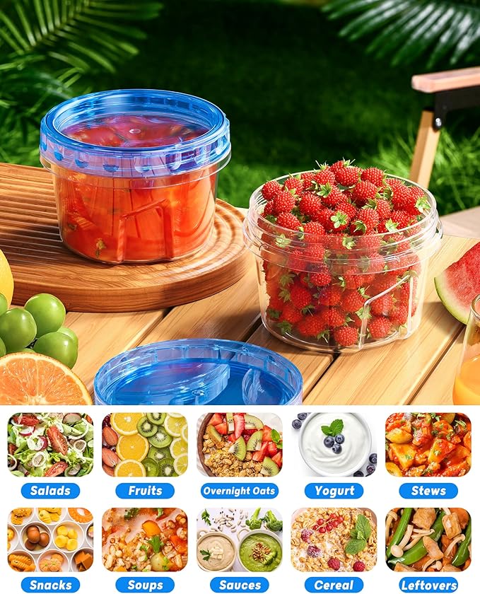 6 Pack-17oz Freezer Storage Containers, Plastic Food Storage Containers