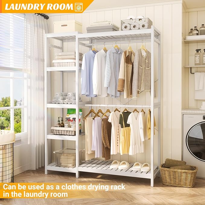 Homykic Bamboo Clothes Rack Garment Rack