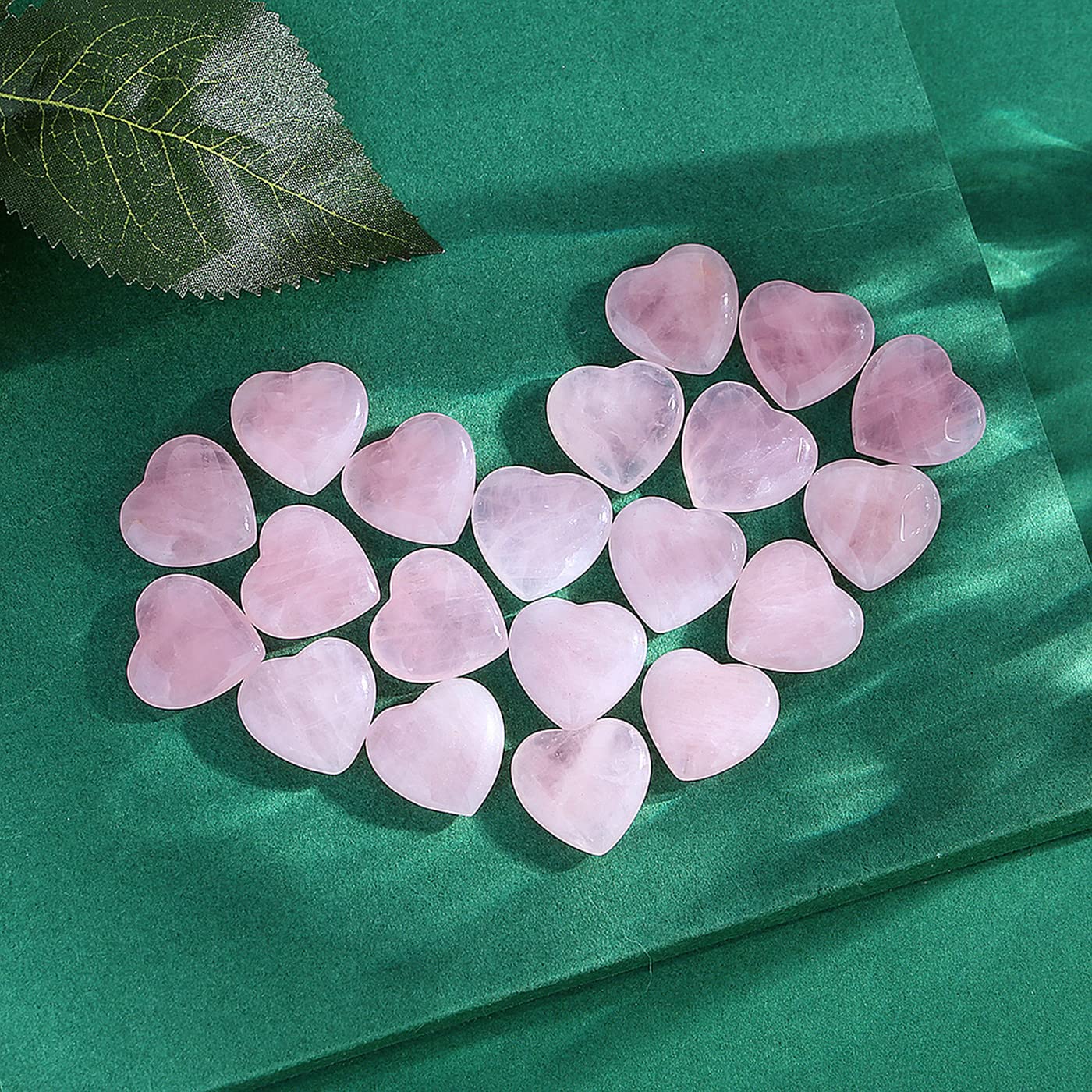 QINJIEJIE 20PCS Rose Quartz Thick Heart Crystals Stones Love Shaped Gemstones Pocket Palm Crystal Bulk Gifts Polished Thumb Stones Set Worry Stone Reiki Energy Balancing Meditation Stocking Stuffers Gift Bulk