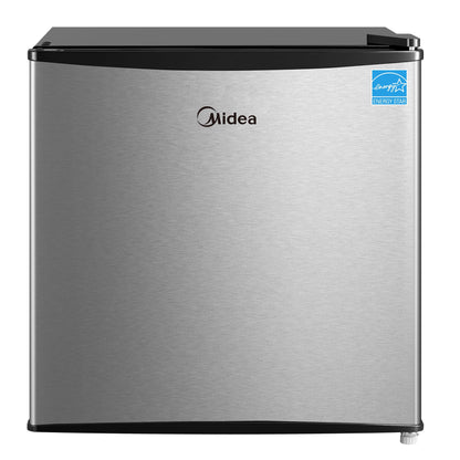 Midea MERM17B0ASL 1.7 Cu Ft Mini Fridge, Compact Refrigerator with Adjustable Thermostat, Reversible Door, Low Noise, Energy Efficient, Ideal for Dorm, Office, Bedroom, Steel Gray
