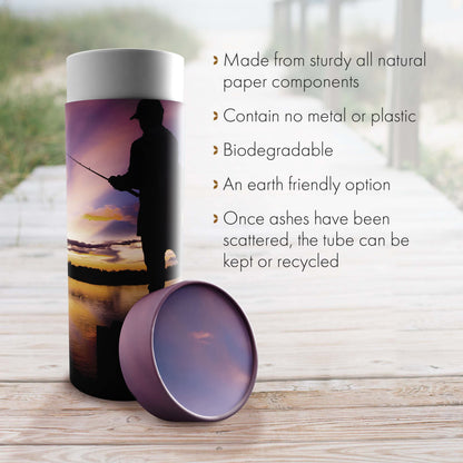 Gone Fishing Men's Scattering Tubes for Human Ashes TSA Approved Scattering Urn and Eco-Friendly Biodegradable Urns for Human Ashes & Biodegradable Urn for Burial at Sea
