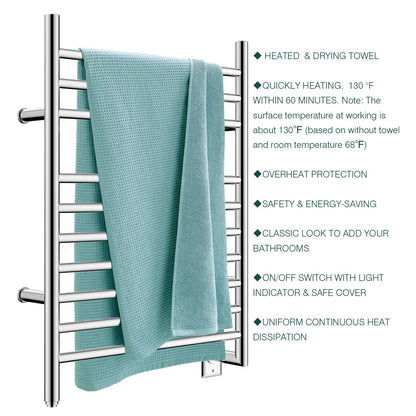 HEATGENE Towel Warmer Wall-Mounted Hardwired Heated Towel Rack Hot Towel Bar Brushed