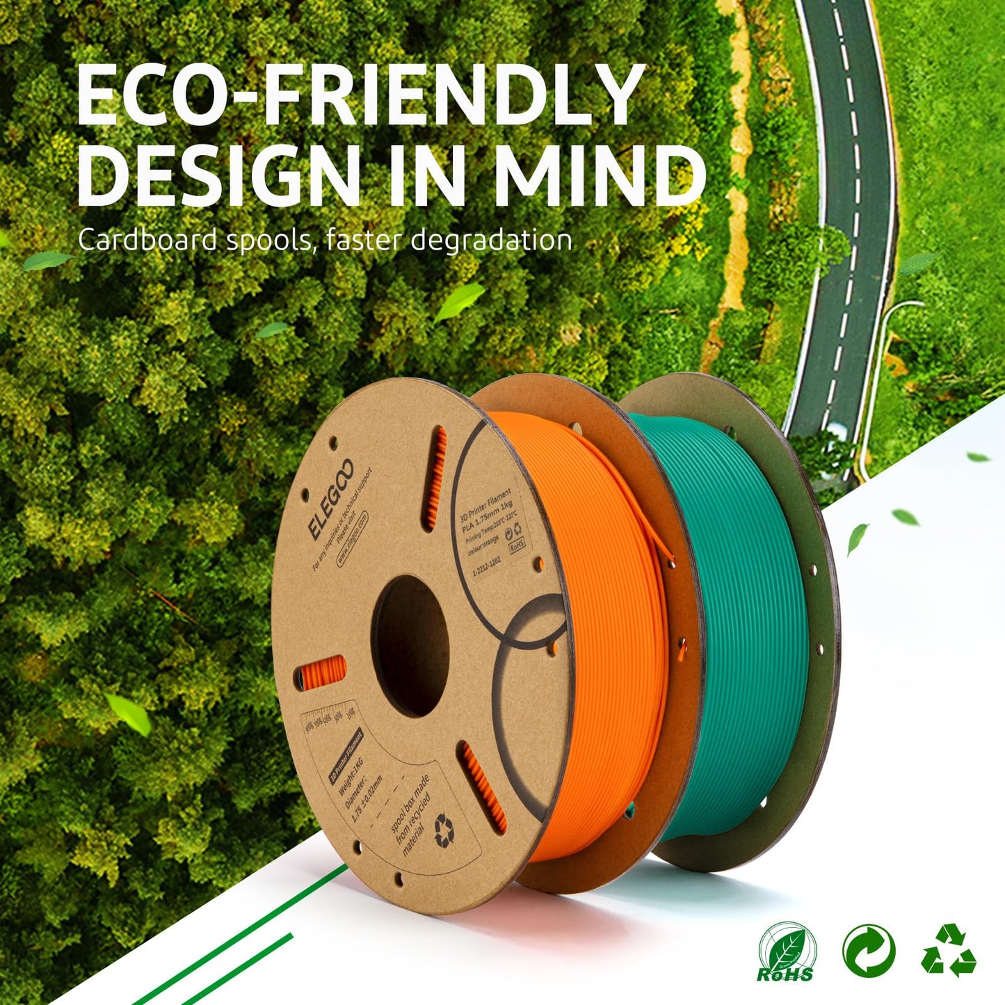 ELEGOO PLA Filament 1.75mm Black 1KG, 3D Filament Dimensional Accuracy +/- 0.02mm, 1kg Cardboard Spool(2.2lbs) 3D Printing Filament Fits for Most FDM 3D Printers