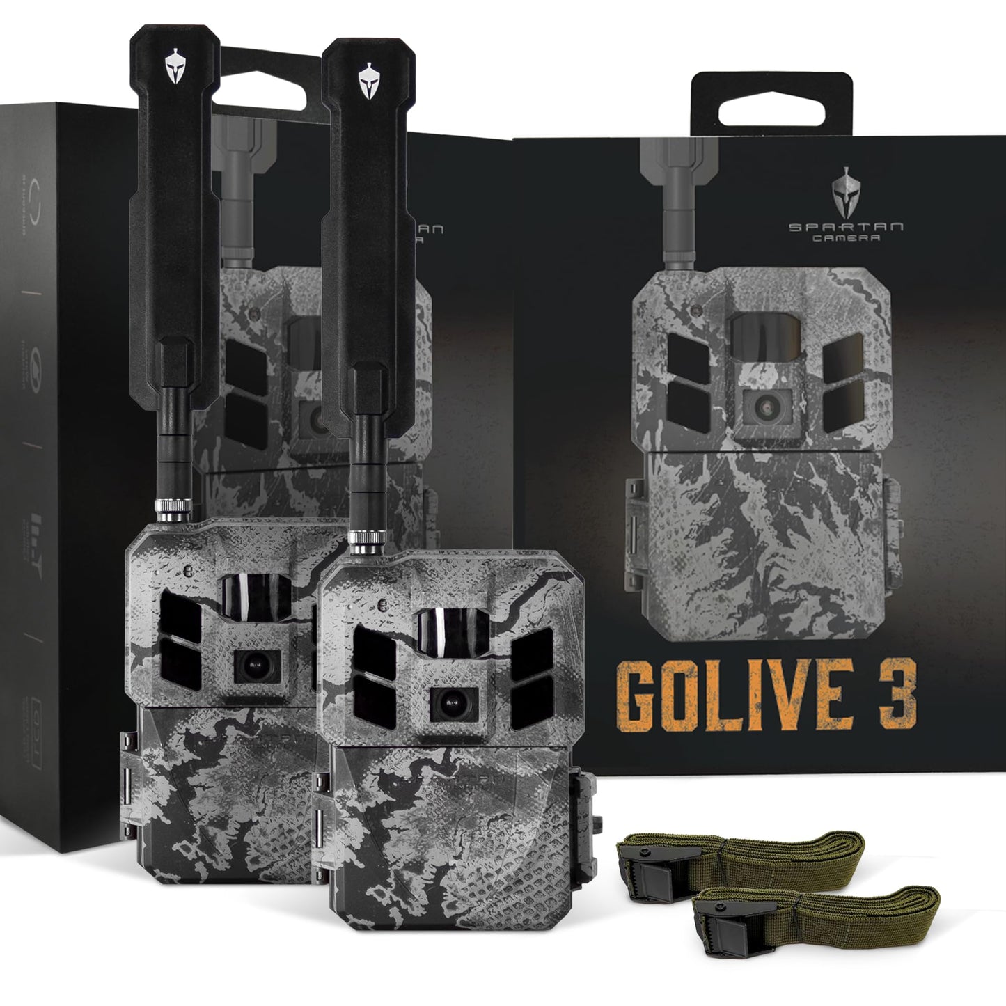 Spartan Camera 2 Pack GoLive3 Hunting Trail Camera, Live Streaming, 96° Wide Angle, Motion Activated, On-Demand FHD Photos and 1080p Videos, Built-in Lithium Battery,Blackout IR Flash,GPS,Weatherproof
