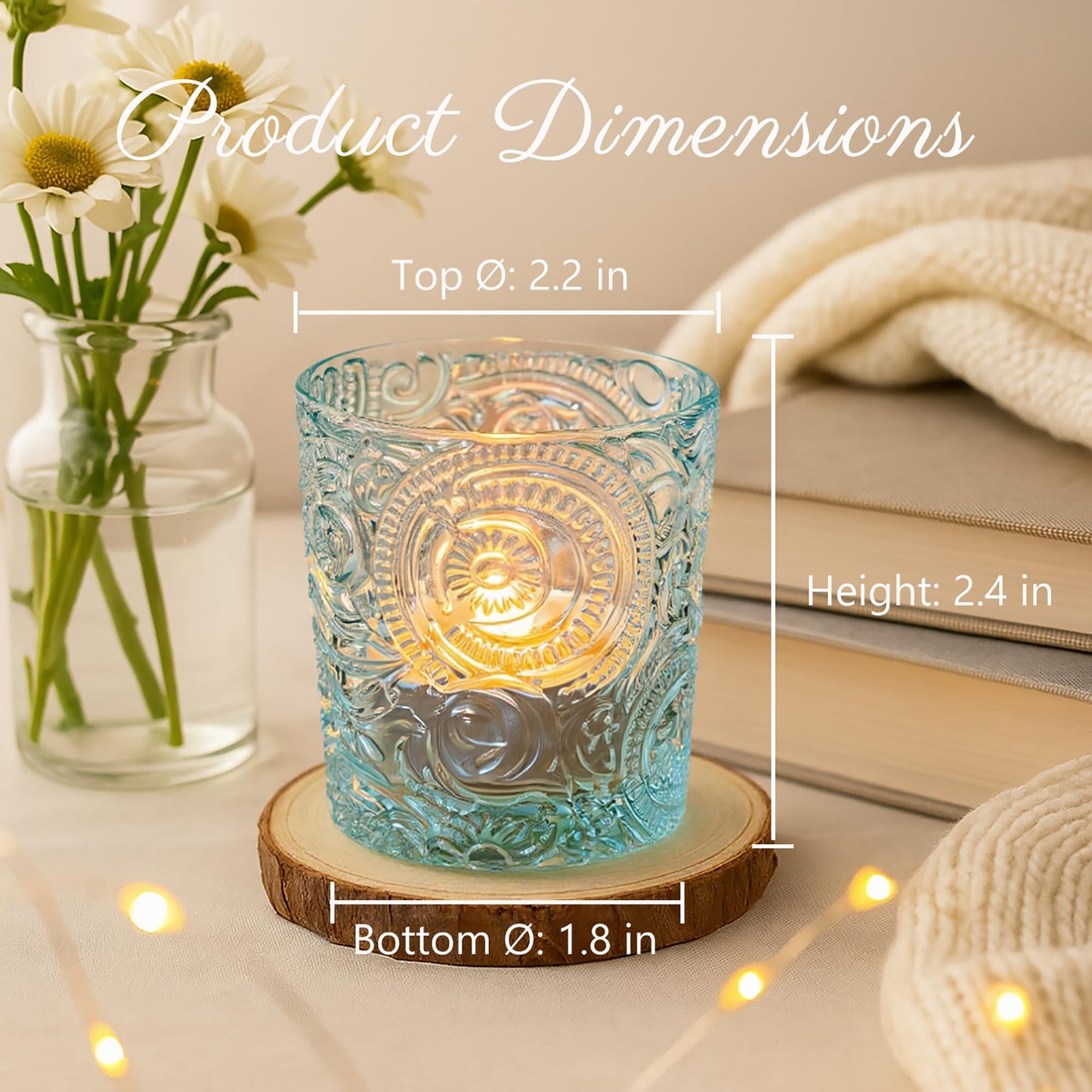 Clear Sun Moon Stars Glass Tealight Holders, 6 Pack