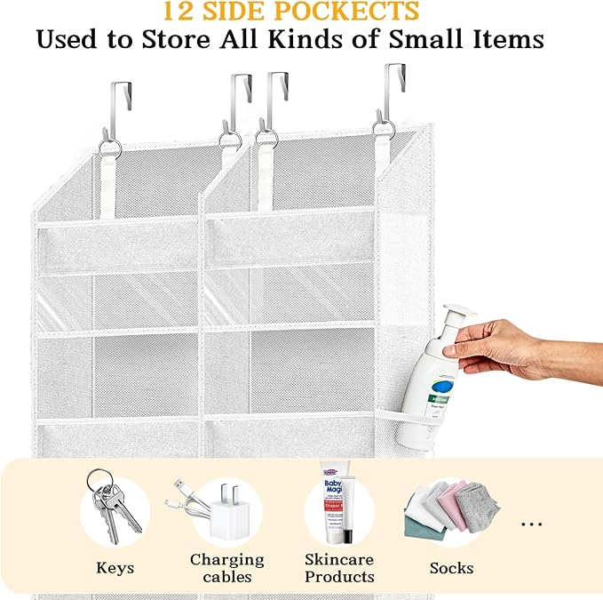 Over The Door Organizer 6 Tiers, Extra Large Behind Door Storage of 12