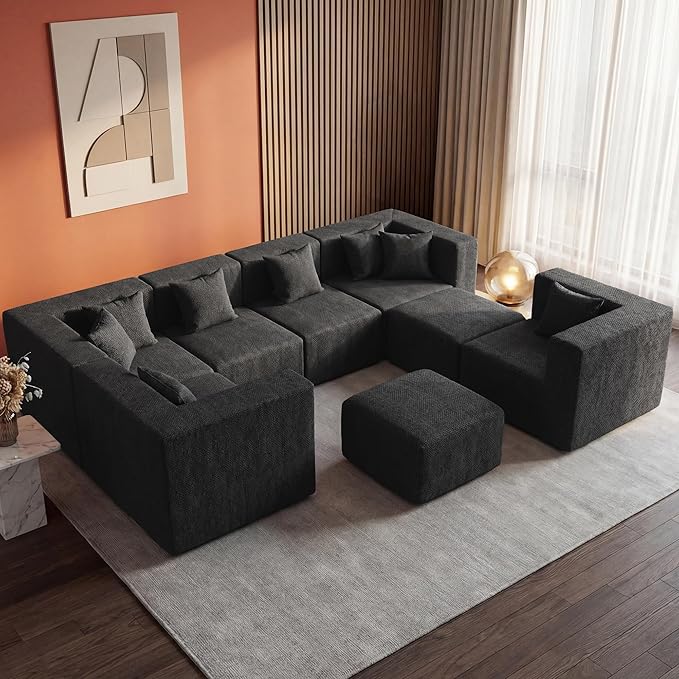 MONVANE Modular Sectional Sofa, Oversized 8 Seat Convertible U Shaped Couch