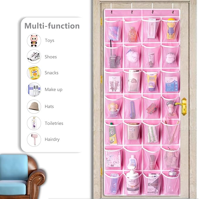 KEEPJOY 28 Pocket Over The Door Shoe Organizer, Hanging Door Shoe Holder Rack