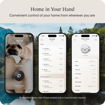 Level Bolt Smart Deadbolt - Make Your Lock Smart Without Changing Keys or Hardware - Matter-Over-Thread - Keyless & Remote Access via Apple, Alexa, Google Home, SmartThings