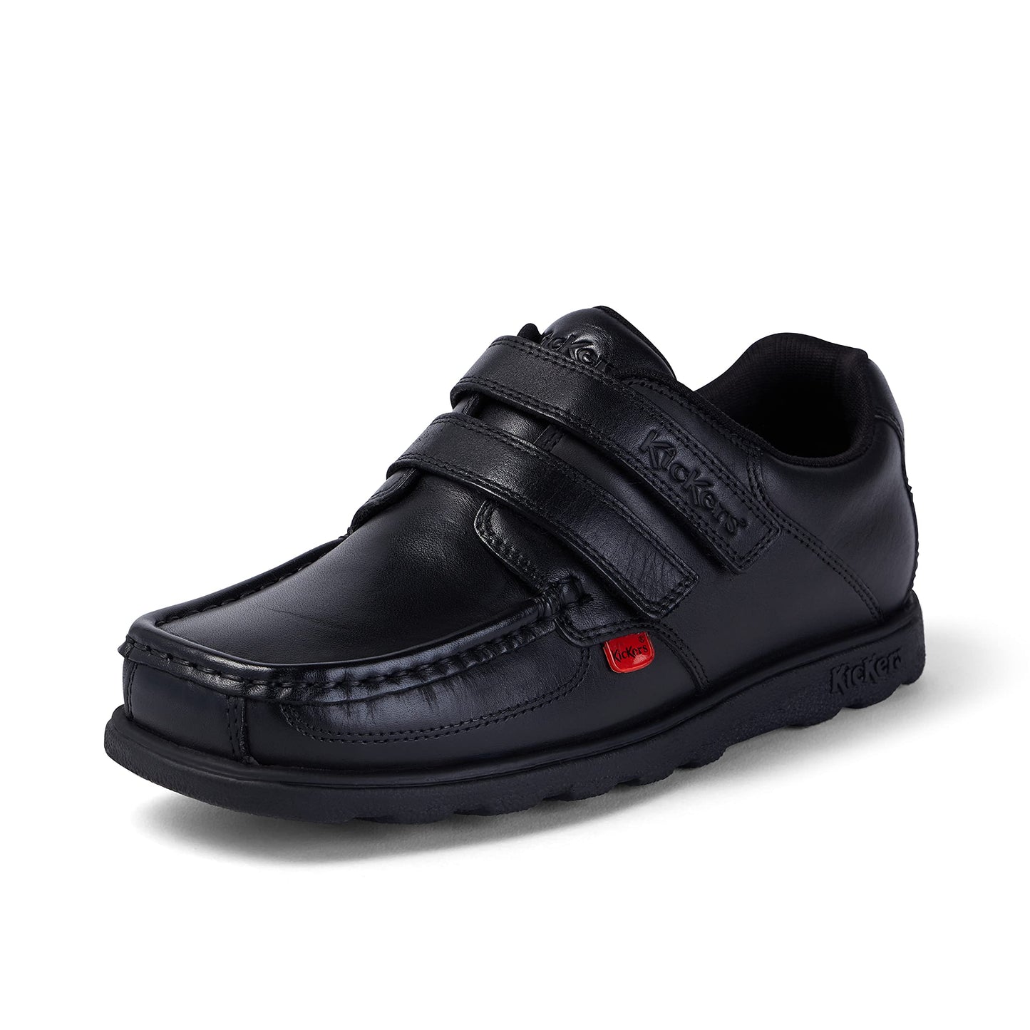 Kickers Youth Boy's Fragma Moc Toe Twim Strap Leather School Shoe, Black, 6 UK