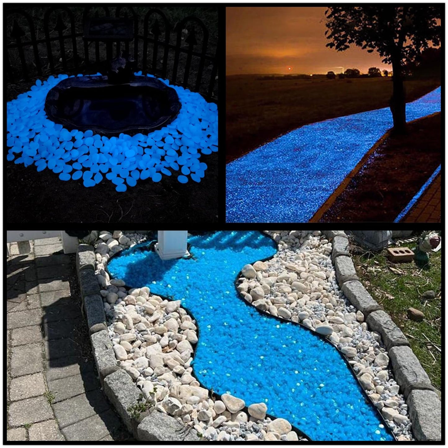 NAMTSO Glow in The Dark Rocks Outdoor, 500 pcs Blue Solar Rocks for Landscaping, Outdoor Decor Glow in The Dark Stones, Glowing Pebbles for Garden Backyard Patio Lawn Pond Fish Tank Aquarium Decor