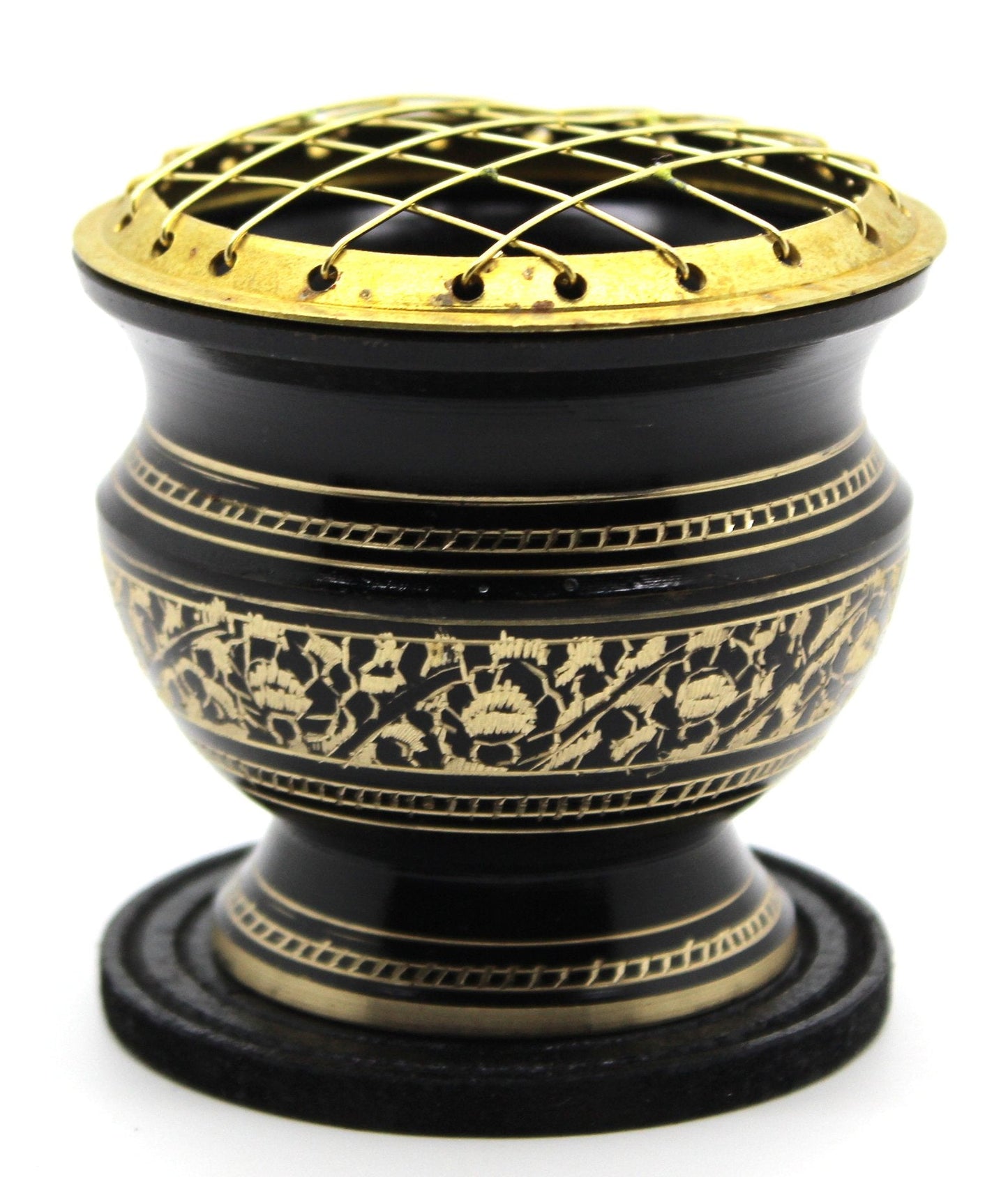 Govinda® -Tall Decorated Brass Charcoal Screen Incense Burner