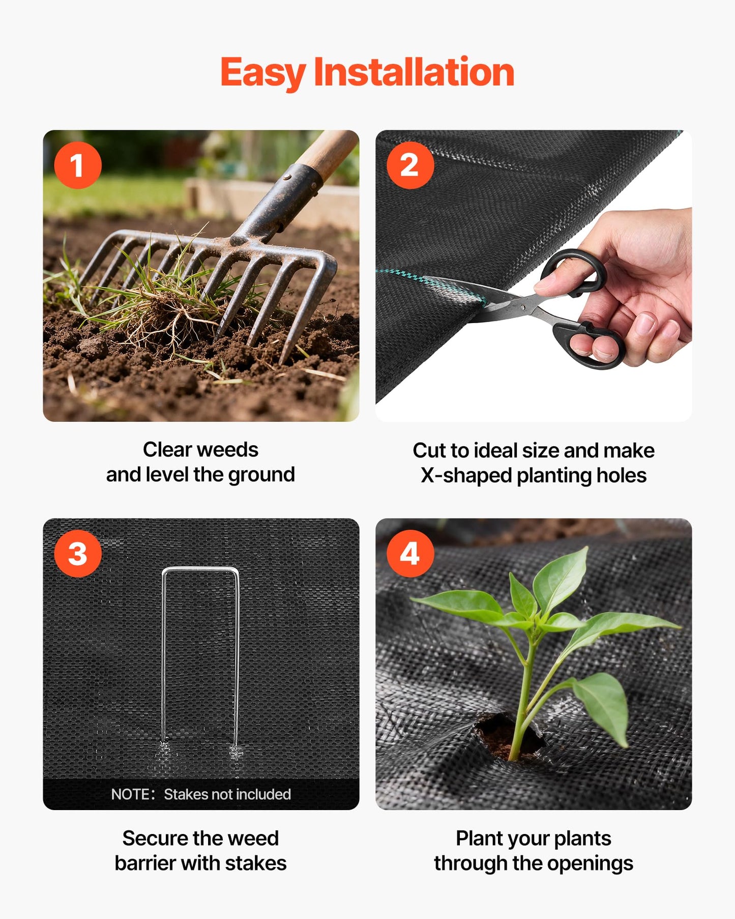 VEVOR Weed Barrier Fabric Heavy Duty, 6x250FT 5oz Landscape Fabric, Woven Weed Blocker Fabrics, Garden Fabrics Weeds Barrier, Weeds Control Ground Cover, Geotextile Webbing, Gardening Mat, Black