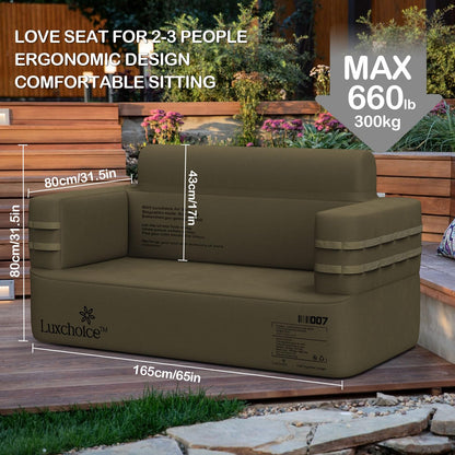 Luxchoice Inflatable Couch Camping Chair Air Sofa with Built-in Rechargeable Pump Portable Blow Up Couch for Outdoor Backyard Lounge & RV Travel Movie Night Loveseat - Durable 1000D Oxford Fabric