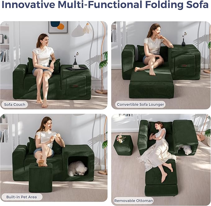 MAXYOYO Folding Sofa Couch, Convertible Floor Sofa