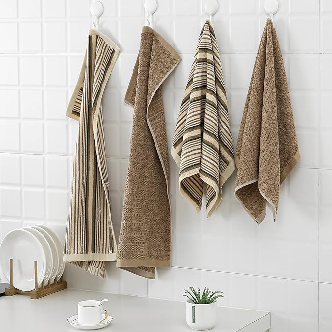 Kitchen Dish Towels for Drying Dishes, Large Cotton Kitchen Towels, Stripped