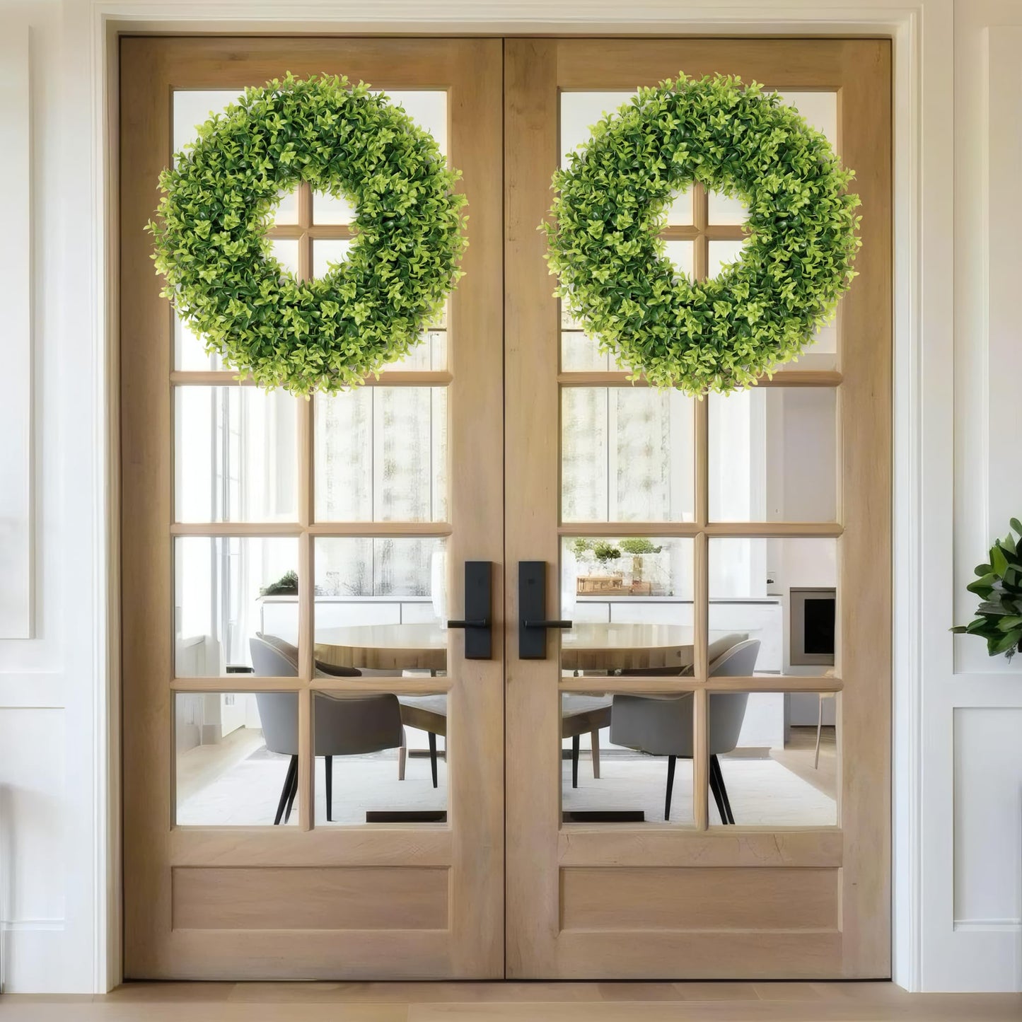 Vlorart 22 Inch Boxwood Wreaths for Front Door, UV-Resistant Green Decor