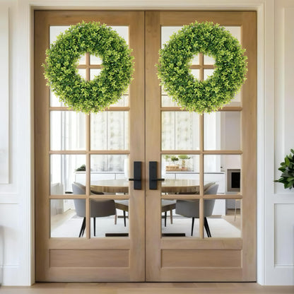 Vlorart 22 Inch Boxwood Wreaths for Front Door, UV-Resistant Green Decor