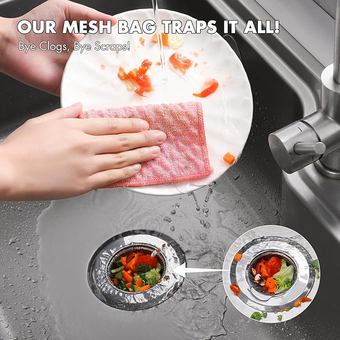 400 Pack Kitchen Sink Strainer Mesh Bag, Anti-Clogging Disposable Sink Drain