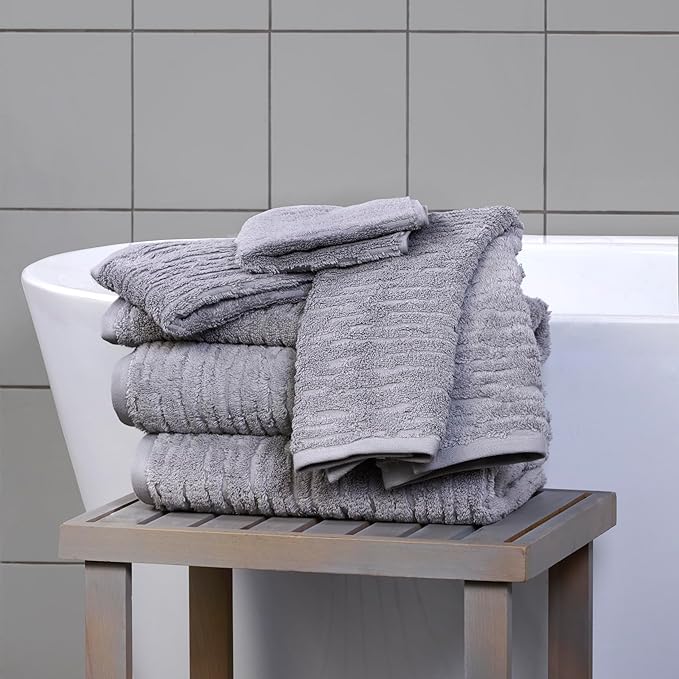 SKL Home CloudSoft 100% Cotton Luxury 6-Piece Towel Set, 600 GSM, Ultra Plush &