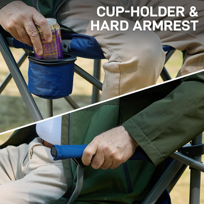 EVER ADVANCED Tall Camping Directors Chair with Cup Holder 31", Bar Height Folding Chair for Camping, Sports with Carry Bag, Mesh Pockets and Footrest, Heavy Duty 300 lbs, Blue
