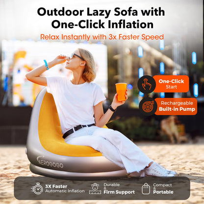 Inflatable Couch Self Inflatable Sofa, Air Couch with Built-in Air Pump Rechargeable Loveseat Bundled with Inflatable LazySofa