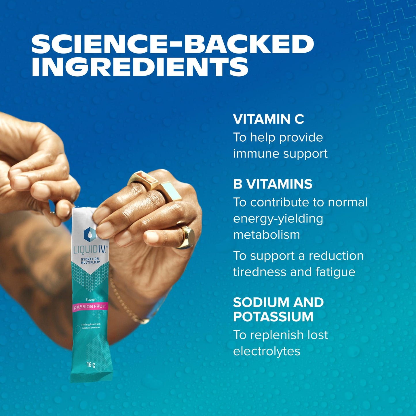 Liquid I.V. Hydration Sachets | Passion Fruit | Electrolyte Powder Mix | 1 Pack (16 Sticks) | 7 Vitamins and Minerals | Vegan