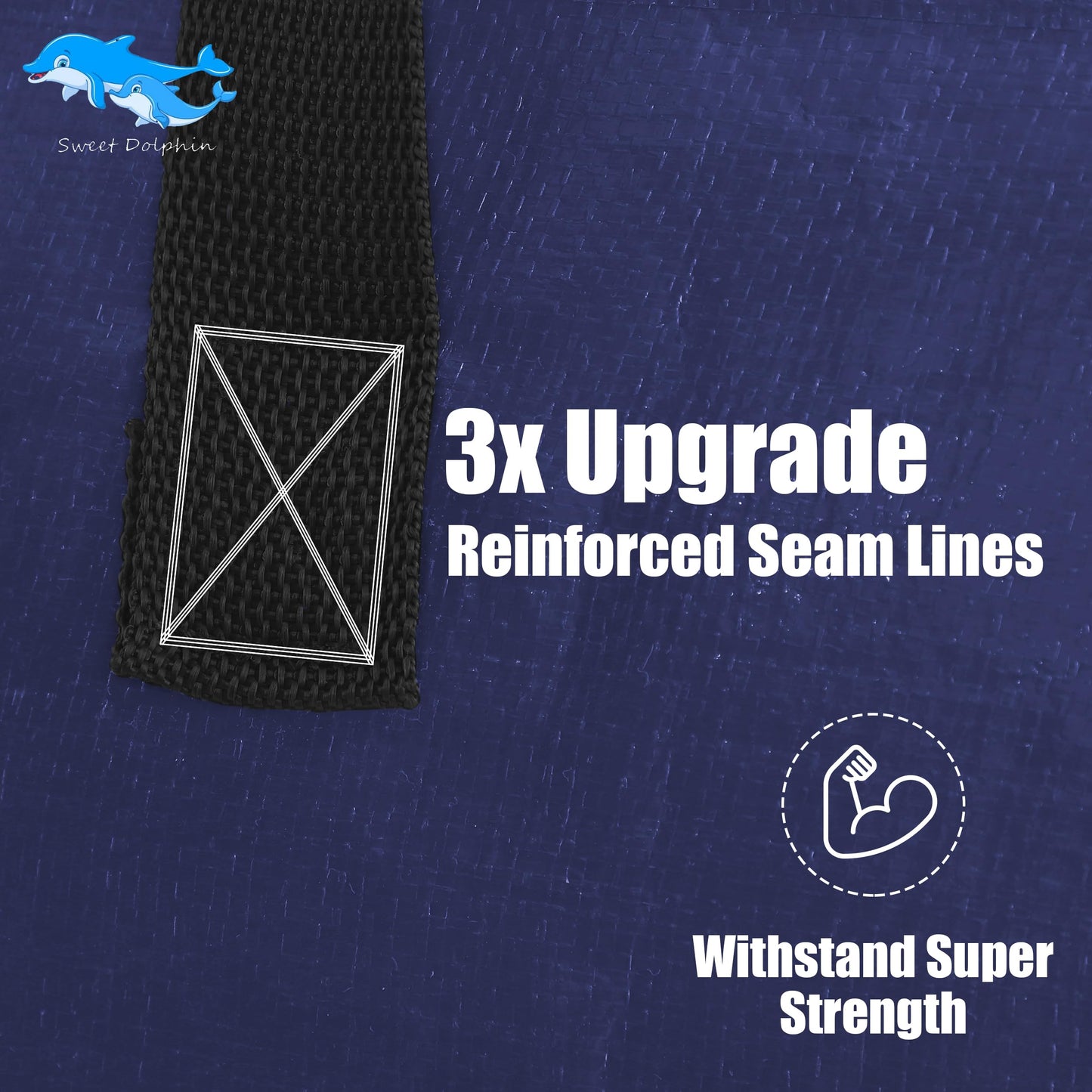 SWEET DOLPHIN 6 Pack Extra Large Moving Bags with Strong Zippers & Carrying Handles, Heavy Duty Storage Tote for Space Saving Moving Storage, Fold Flat, Alternative to Moving Box (Navy Blue)
