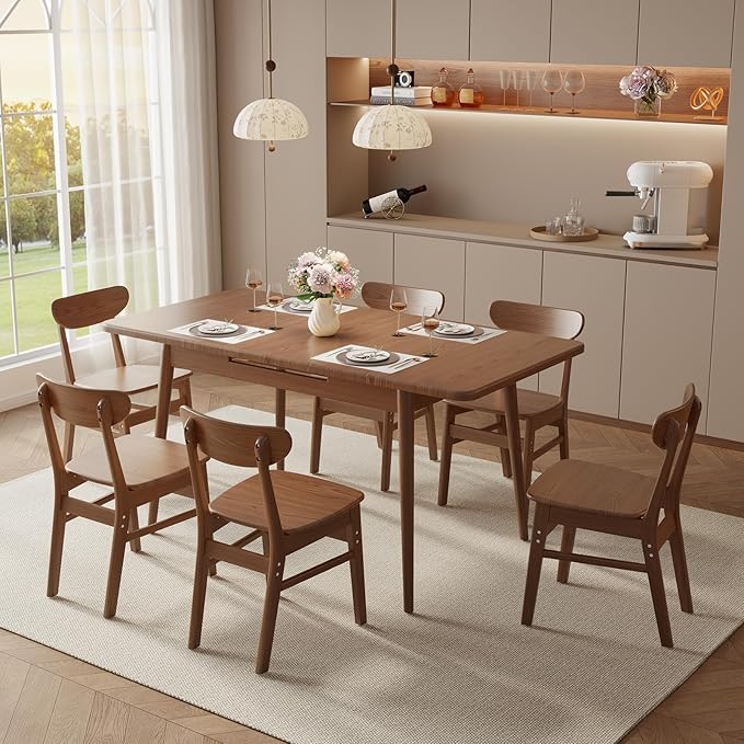 Muwuele Solid Wood Extendable Dining Table