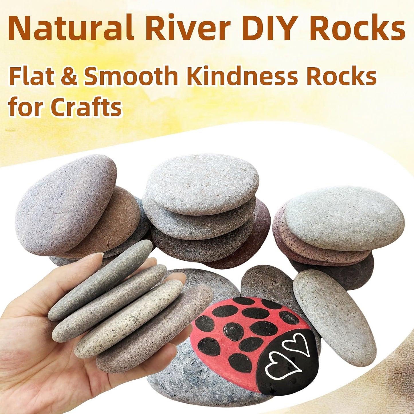 MSACC 16PCS Large Rocks for Painting, 3.3-4.0 Inch River Rocks to Paint, Flat Painting Rocks,Smooth Kindness Rocks for Crafts, DIY,Garden Decoration