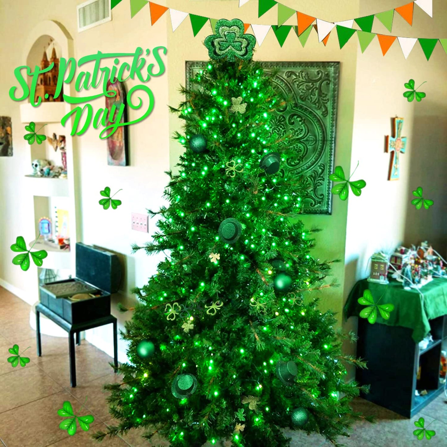 JMEXSUSS 200 LED Christmas Lights Outdoor, 66ft Connectable Green String Lights Plug in, 8 Modes Waterproof Green Lights for St Patrick's Day Outside Indoor Yard Tree Fence Rail Halloween Xmas Decor
