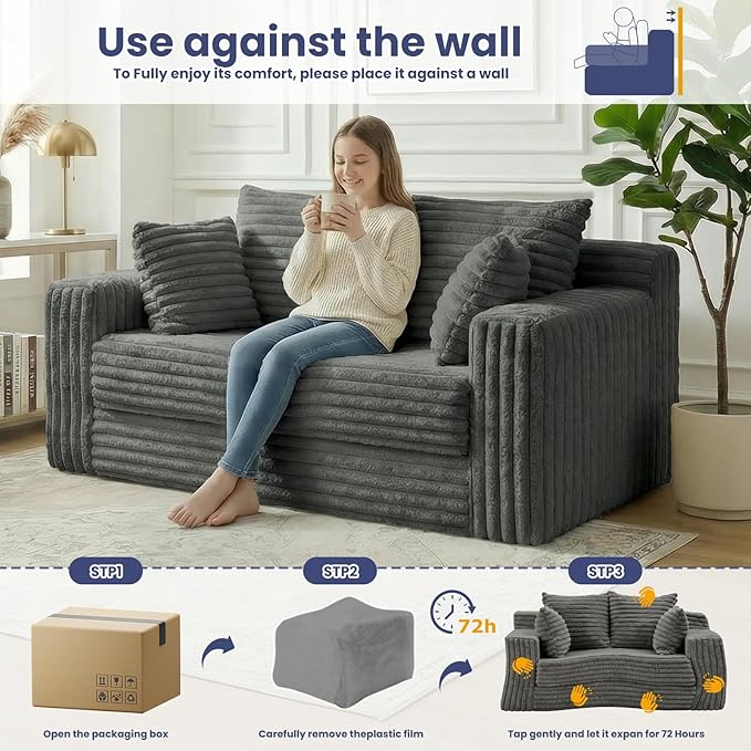 3-in-1 Convertible Sofa Bed: Boneless Loveseat Sleeper & Folding Couch Bed