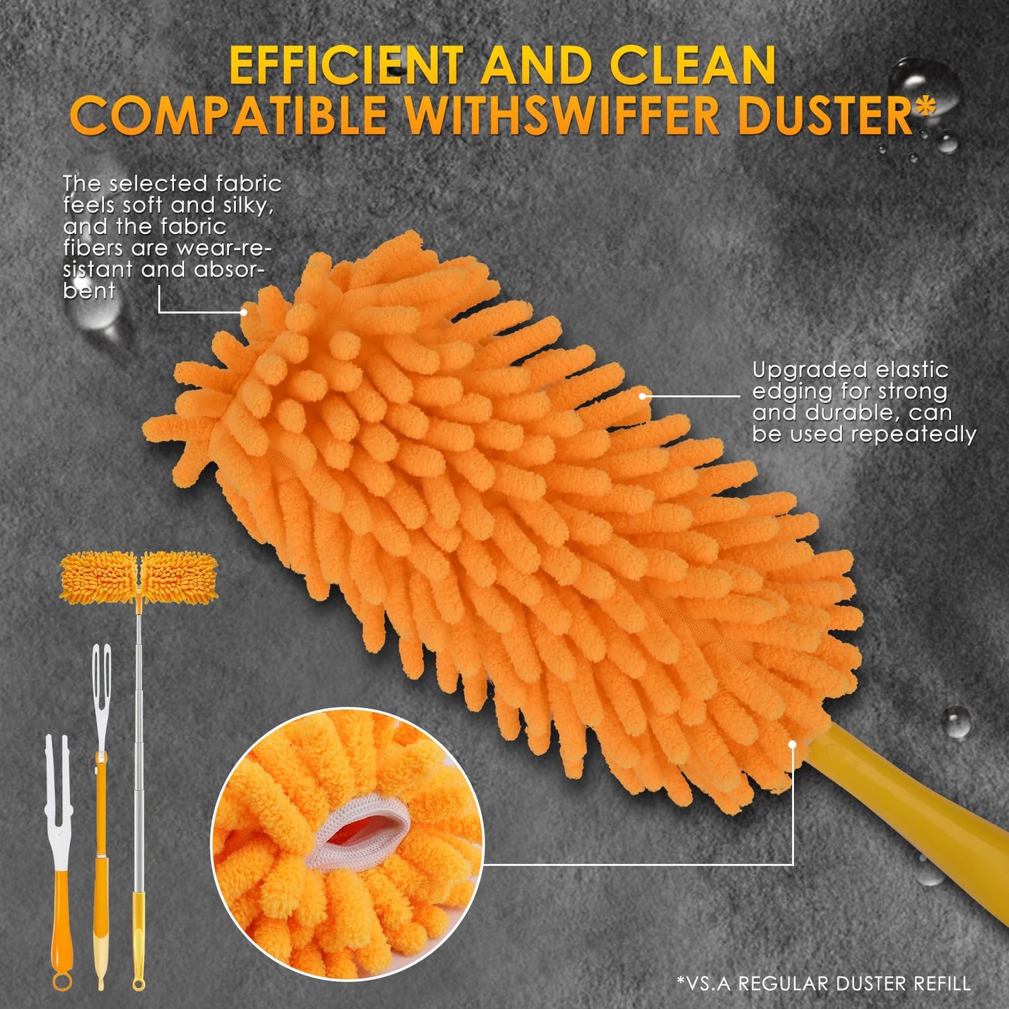 Redones Dusters for Swiffer - Reusable Duster Refill Compatible with Swiffer Hand Duster(8 Pack+1Handle), 360 Heavy Duty Dusters Refills