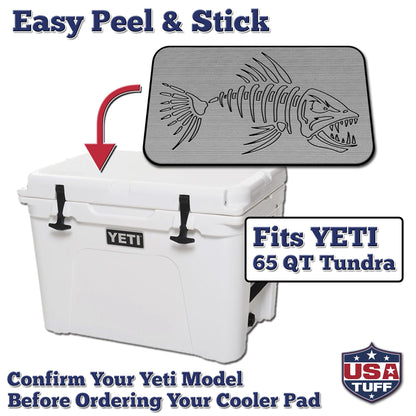 USATuff SeaDek EVA Mat Cooler Pad fits YETI 65 Tundra | Peel & Stick Application | Non Slip Comfort Accessories - Bonefish Skeleton (StormGray-Black)