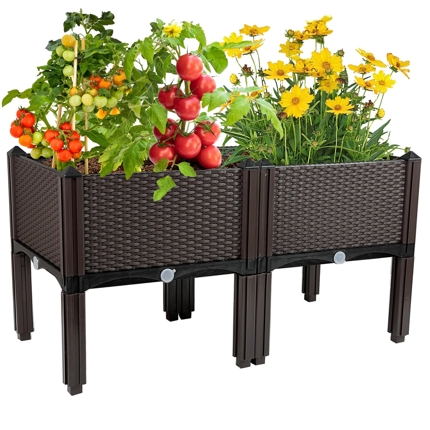 TDDSS Raised Garden Bed Planters for Outdoor Plants with Legs Elevated Rectangular Planter Boxes Garden Patio Balcony Deck for Planting Flowers, Vegetables, Tomatoes, and Herbs