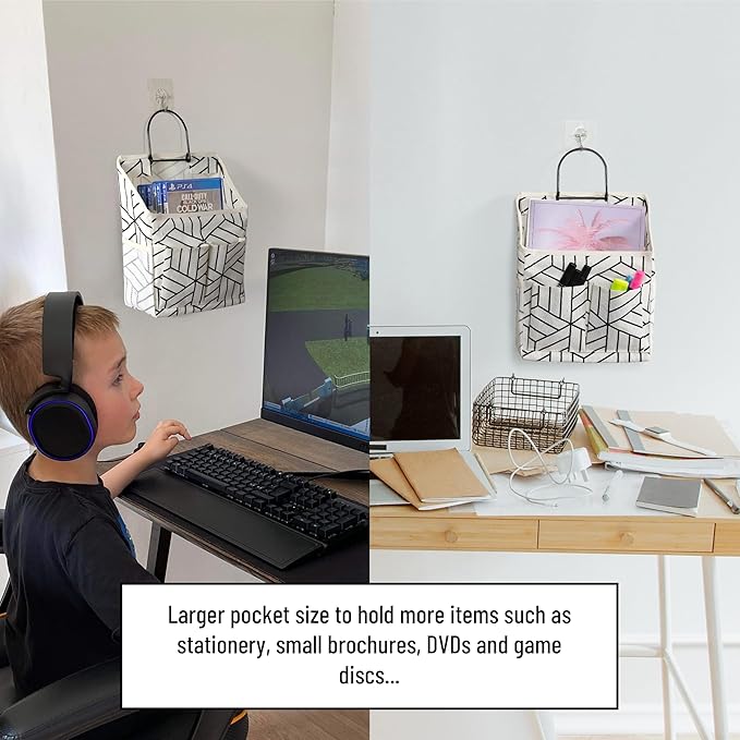 2pcs Wall Hanging Storage Bag, Small Door Closet Linen Fabric Pockets Organizer