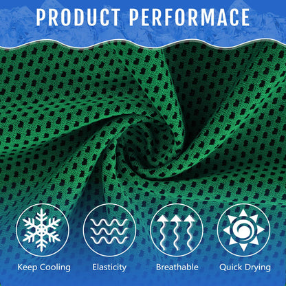 Hosuly 30 Pack Cooling Towels 40"x12" Cooling Neck Wraps Soft Breathable Chilly Towel Ice Towels Microfiber Workout Towel for Yoga Sport Running Workout Gym Camping Fitness Activities(Green)