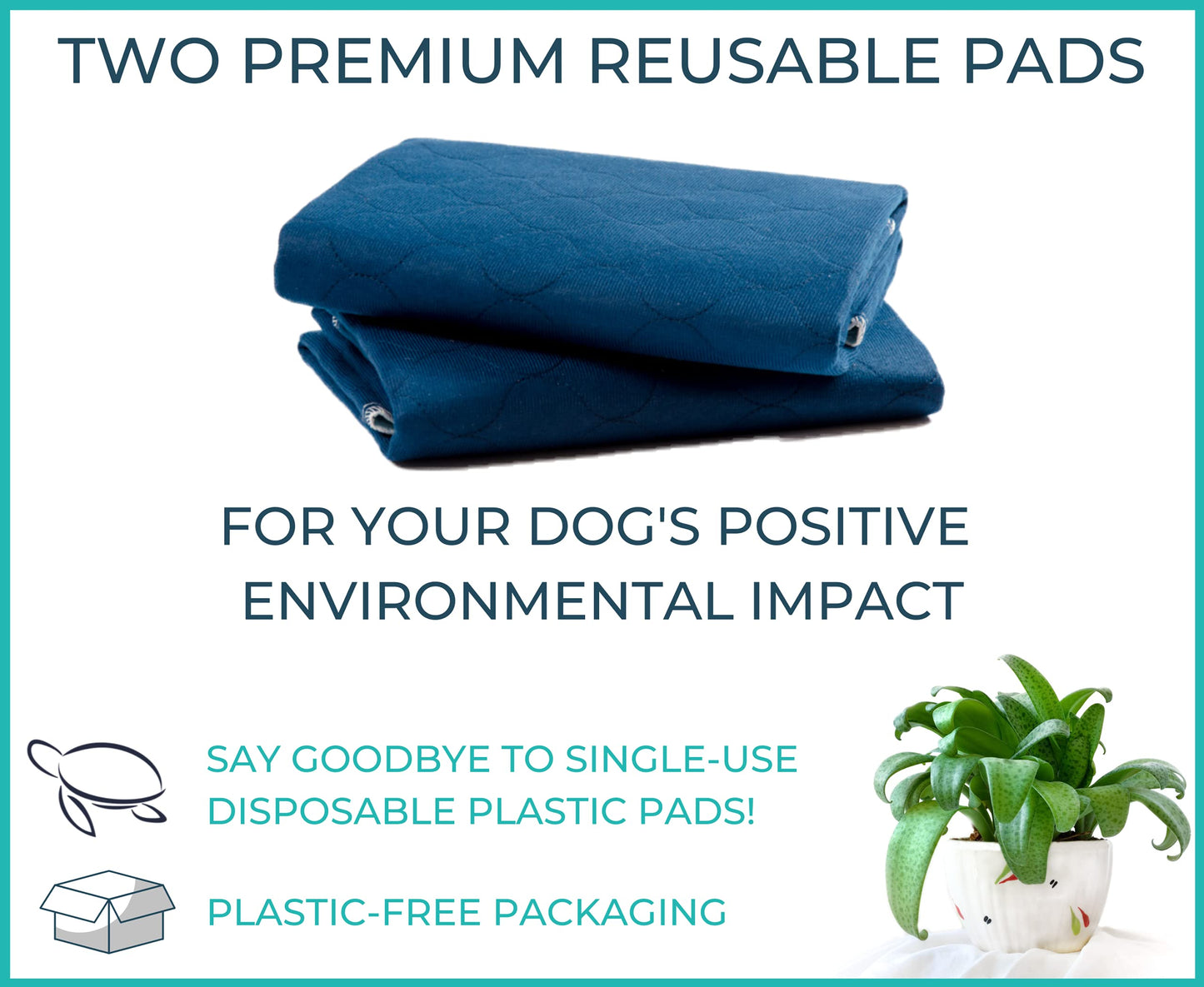 PET IMPACT Washable Puppy Pads, Dog Incontinence Pads, XL Reusable Dog Pee Pad and Puppy Training Pads, Easy Wash and Dry 2-Pad Box (Midnight Blue, 35"x32")