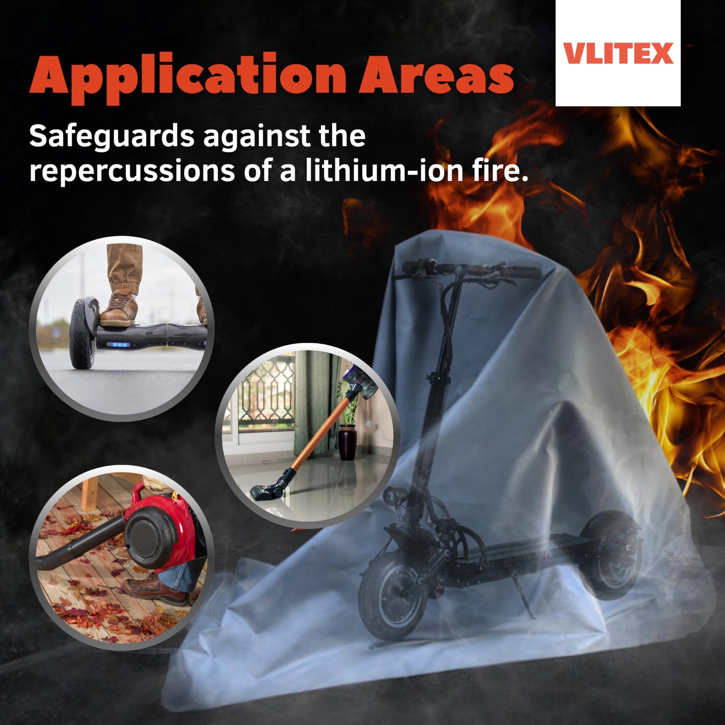 VLITEX Large Fire Blanket (98 x 118 in) | Engineered in Germany | Lithium Battery & Emergency Fire Suppression Blanket | Certified Fireproof Silicone & E-Fiberglass