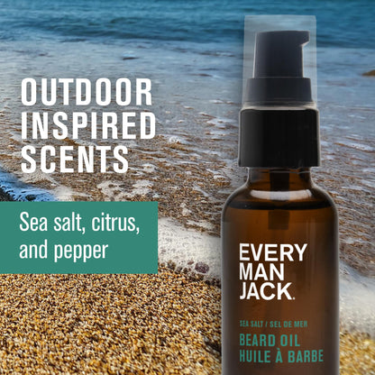 Every Man Jack Men's Beard Oil - Aged Bourbon Fragrance - Deeply Moisturizes and Softens Your Beard and Adds a Natural Shine - Naturally Derived with Shea Butter and Argan Oil - 1 fl oz