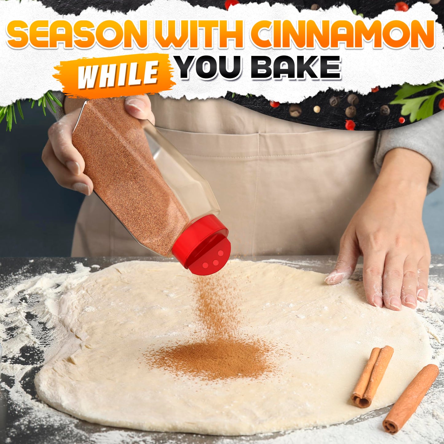 2 Pcs 32 oz Large Seasoning Shaker Set – Clear Spice Containers with Dual Flip-Top Red Lids and Airtight Seal – Food-Grade Plastic, Wide Mouth for BBQ Rubs, Bulk Spices, Loose Leaf Tea & Craft Storage