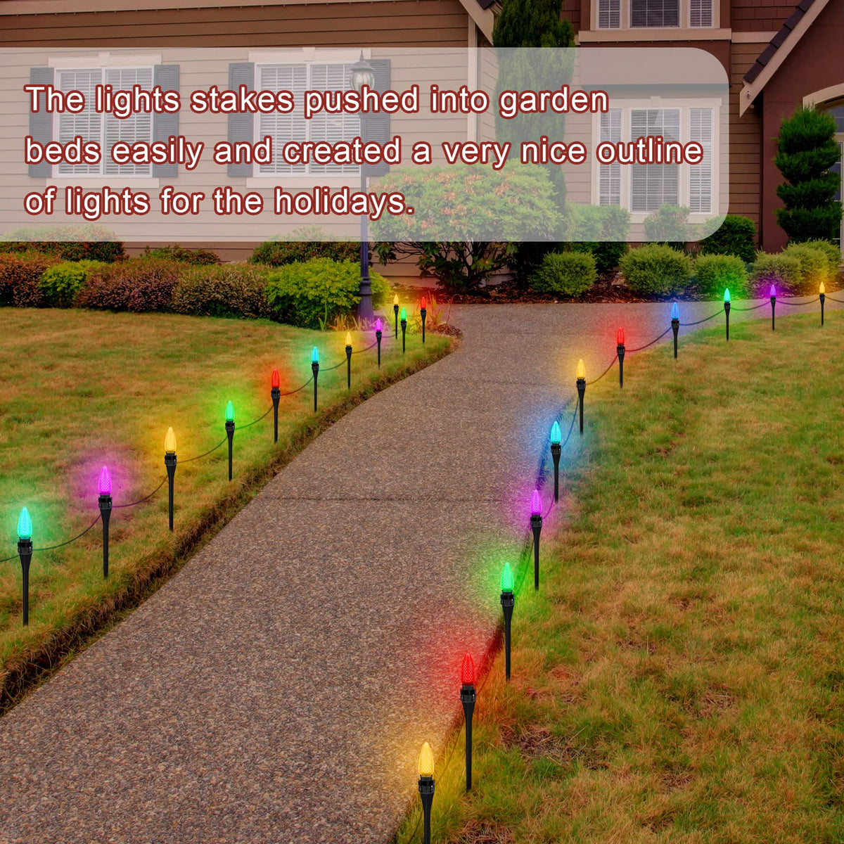 12 Inches Christmas Light Stakes Universal Yard Lawn Holiday Light Stakes C7 C9 String Lights Ground Stakes for Christmas Outdoor Lights Holders on Yards, Driveways, Pathways (50, Black)