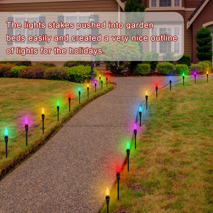 12 Inches Christmas Light Stakes Universal Yard Lawn Holiday Light Stakes C7 C9 String Lights Ground Stakes for Christmas Outdoor Lights Holders on Yards, Driveways, Pathways (50, Black)