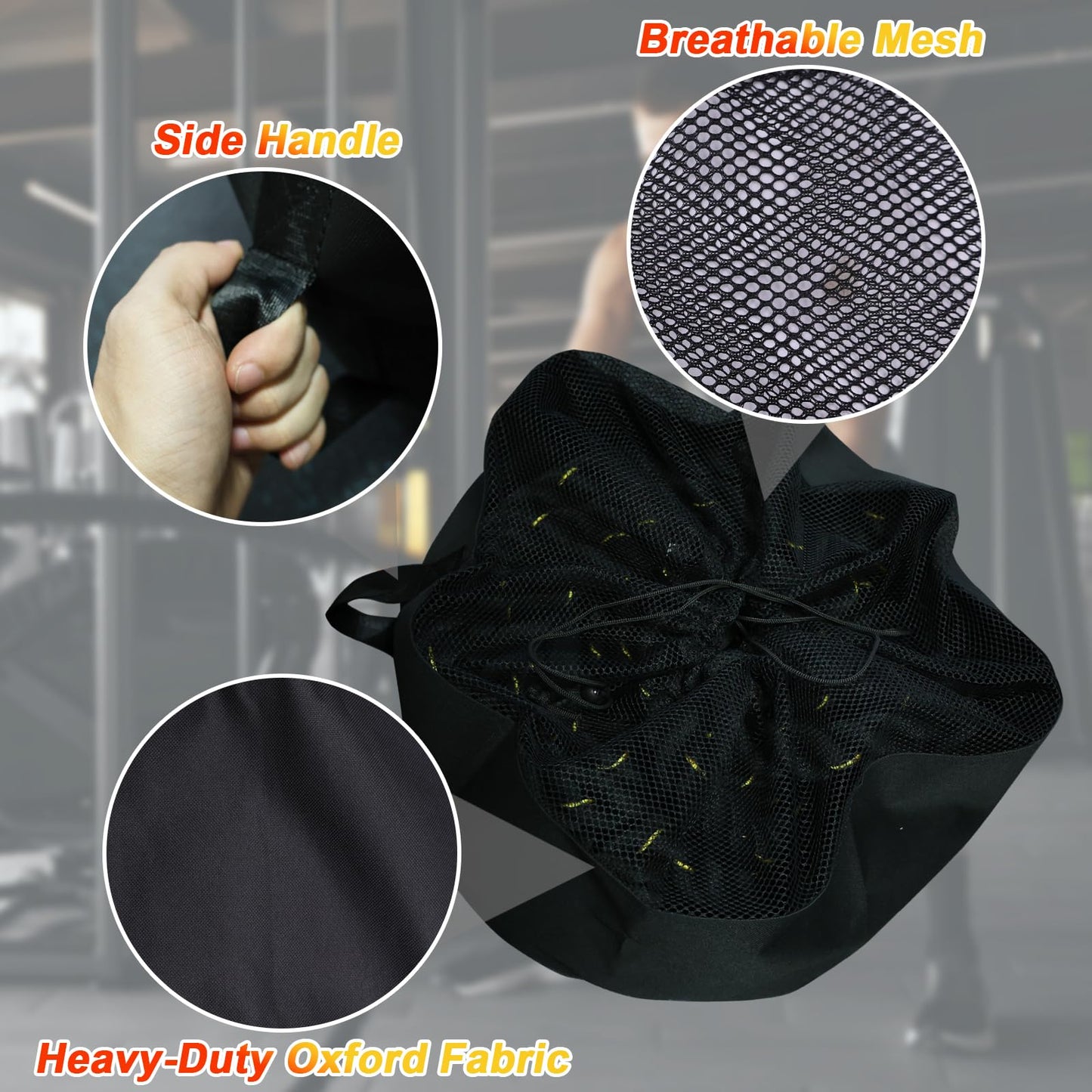 J Bryant Extra Large Battle Rope Storage Bag – Heavy-Duty Carry Sack for Training Ropes, Jump Ropes & Gym Accessories (Black)
