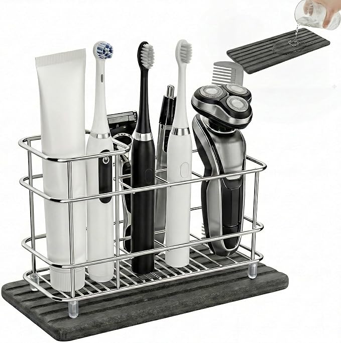 Toothbrush Holder for Bathroom Countertop, Stainless Steel Electric Toothbrush