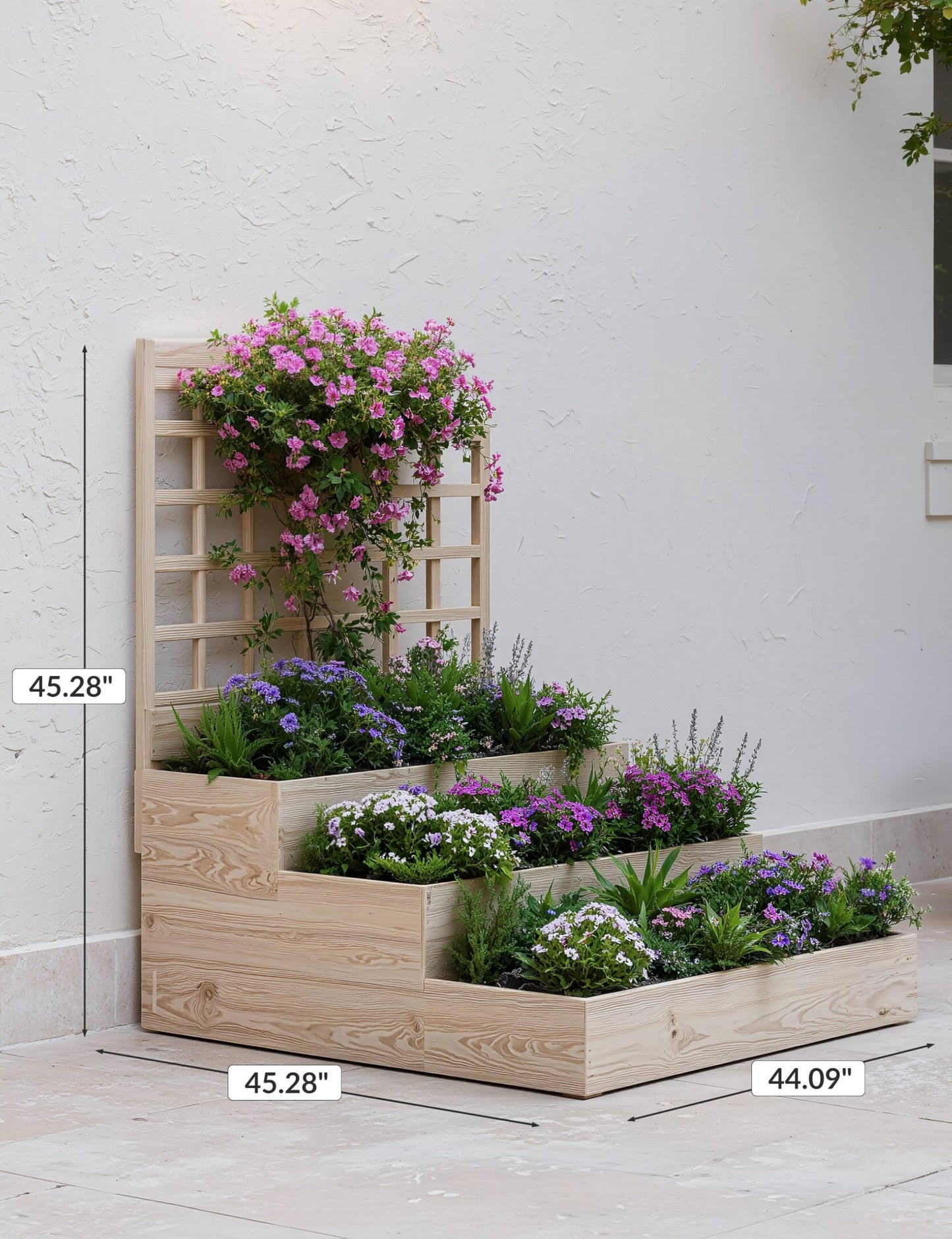 Hipicute Vertical Wooden Garden Planter with Trellis – 3-Tier Raised Bed for Climbing Vines, Fruits, Vegetables & Herbs – Open-Base Design for Better Drainage – Perfect for Patio, Deck, or Backyard