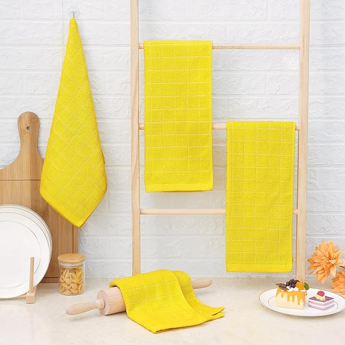 Homaxy 100% Cotton Terry Kitchen Towels, Checkered Designed, Soft and Super