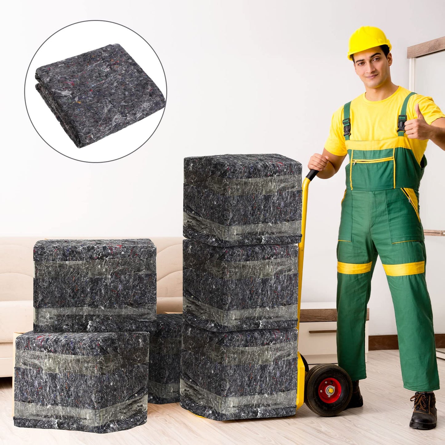 32 Pieces Textile Moving Blankets Bulk 54 x 72 Inch Furniture Blanket High Tensile Strength Pads Shipping Packing Blanket for Moving Furniture Floors Moves and Storage Equipment(Grey)